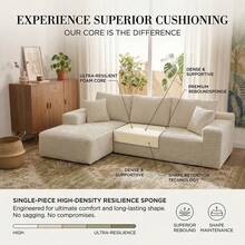 105 Inches Plush Modern L-Shaped Cloud Sectional Sofa Corduroy Cloud Velvet Modular Couch With Chaise, No Assembly Required Sectional Sofa Living Room Furniture - 白色 - 查看 9