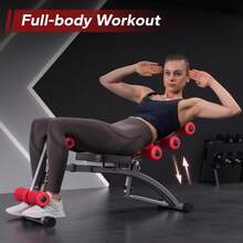 MERACH Ab Workout Bench For Home Gym, Ab Machine Exercise Equipment, Multi-Functional Adjustable Ab Trainer, Sit Up Machine For Abdominal, Exercise Chair For Full Body Workout - Đỏ - Xem 3
