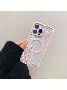 Magnetic Flower Phone Case Compatible With  16 Pro Max, Magnetic Charging  14 Pro Lens Protection, Simple & Elegant Soft Silicone Transparent Case Compatible With  13/15 Plus, Shockproof Phone Cover Compatible With Samsung A15/A16/A35/A54/A55/A56/S22/S22 Plus/S22 Ultra/S23/S23 FE/S23 Plus/S23 Ultra/S24/S24 FE/S24 Plus/S25 Plus/S24 Ultra/S25 Edge/S25 Ultra Waterproof Anti-Fall Scratch Resistant,Cute Phone Case - Style1 - View 6