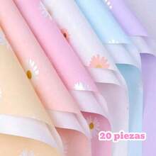 CASAMAX WL 20 piezas papel coreano. Papel para envolver flores, regalos o manualidades. Celofán con diseño de margaritas 58x58 cm. El color se envía al azar. - 20 Piezas - Ver 1