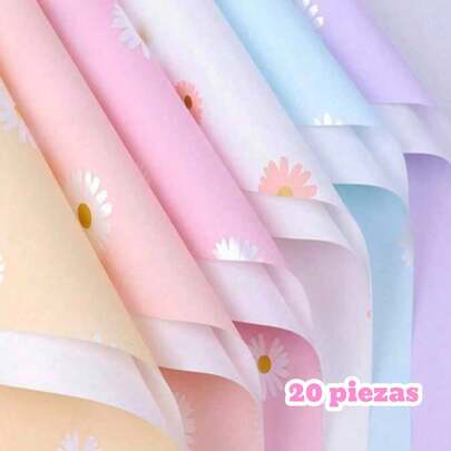 CASAMAX WL 20 piezas papel coreano. Papel para envolver flores, regalos o manualidades. Celofán con diseño de margaritas 58x58 cm. El color se envía al azar.