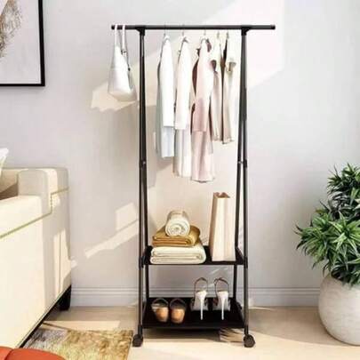 Perchero Rodante Triangular de 2 Niveles con Ruedas 360° con Freno | Organizador Multifuncional para Ropa | Estructura de Acero 16 mm Resistente y Estable