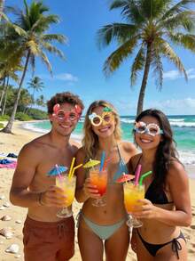 8/16 Pairs Hawaiian Tropical Party - Beach Themed Photo Booth Props, Summer Element Design, Feather-Free, Universal Size, Wholesale Hawaiian Party Glasses, Beach Party Paper Gifts, Hawaiian Party Glasses, Tropical Party Photo Props, Party Costume Accessories, Summer Beach Party Supplies - A - View 6