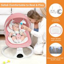 Baby Swing,Baby Bouncer With Music,5-Speed Auto Sway,Removable Canopy,3 Adjustable Modes,10 Soothing Lullabies,Remote Control,Newborn Gift - Pink - View 4