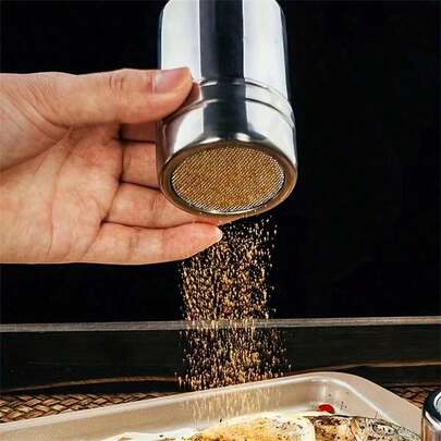 1pc Stainless Steel Fine Mesh Powder Duster, Ideal For Cocoa Powder, Cinnamon Powder, Coffee Powder Dispersion, Easy-To-Clean Metal Spice Shaker Suitable For Home, Restaurant And Cafe