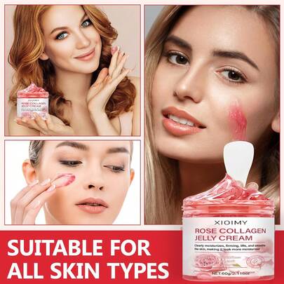 Xioimy 60克玫瑰胶原蛋白保湿凝胶，具有柔滑、保湿、紧致、提亮肤色的功效，蕴含胶原蛋白、烟酰胺等多种成分，带来多重护肤效果。