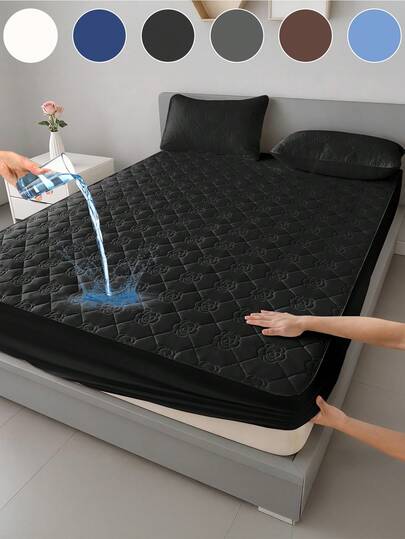 1 stuk waterbestendig beddengoed, hoeslaken, matrashoes, bedovertrek, zacht en comfortabel beddengoed voor de slaapkamer, effen matrasbeschermer, slaapkamerbeddengoed, diep hoeslaken met ademende, verkoelende en gewatteerde afwerking, hoeslaken voor eenpersoons-, tweepersoons-, kingsize- en queensize bedden, stofwerende bescherming, kussen en kussensloop niet inbegrepen, machinewasbaar, beddengoed voor Onafhankelijkheidsdag, beddengoedcadeaus, machinewasbaar