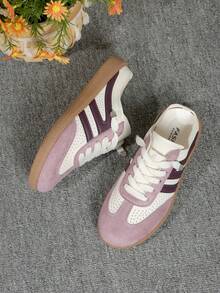 Zapatos planos casuales y de moda con diseño de cordones para mujer - Lila Púrpura - Ver 5