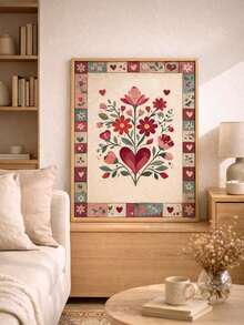Heart Pattern Print - Cottagecore Botanical Illustration For Home Office Classroom Apartment Bedroom Dorm, Room Decor Bedroom, Prints For Wall, Posters, Vintage Decor, Party Decor & Best Gift Choice - Flowers - View 1