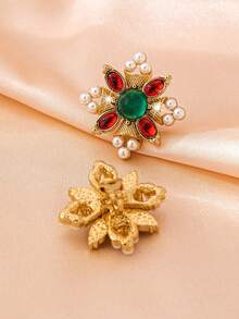 1 Pair Retro Palace Style Elegant Casual Versatile Clip-On Earrings For Women - Multicolor - View 4
