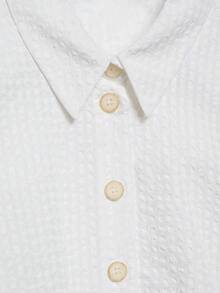 Plaid Button-Front Casual Summer Versatile Blouse For Women - White - View 6