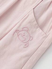 Balabala Young Girl' Summer Loose Fit Balloon Pants Boys Girls Embroidered Cute Bear Relaxed Casual Trousers - White Red - View 4