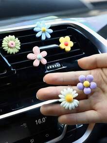 6 pièces Clip parfumé de voiture mignon à fleurs de marguerite - Diffuseur de parfum floral coloré pour bouche d'aération, convient aux femmes, clip à parfum réutilisable pour tableau de bord et bouche d'aération, accessoires de décoration intérieure de voiture à la mode - clip de ventilation - Voir 4