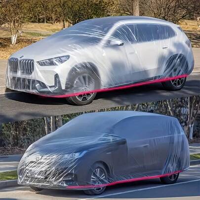 2026 Neue Ganzwagen-Abdeckung - Ganzwagen Staub- und wasserdichte Abdeckung - Hergestellt aus Polyethylenfolie, wasserdicht und staubdicht für alle Jahreszeiten - Ganzwagen Sonnenschutzabdeckung - Transparente Polyethylen-Autoabdeckung - Passend für alle Automodelle - Umfassender Schutz vor Sonneneinstrahlung, Regen und Staub - Tragbares Design