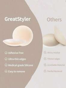 1 Pair/3pcs Invisible Breathable Silicone Nipple Cover Pasties, Strapless Backless Bra Petals For Wedding Dress, Washable With Packaging - Multicolor - View 9