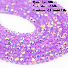 1pc 4mm High Luster Flat Crystal Glass Beads, 96 Facets Cut Glass Beads - Suitable For Fashion DIY Jewelry Making Necklace Bracelet Accessories - DIY - View 10