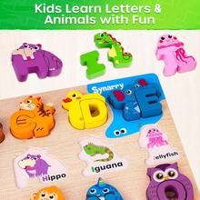 Wooden Alphabet Puzzle, 52 Pieces ABC Puzzles For Kids Ages 3+, Alphabet ABC Letter Blocks Puzzles For 4-8, Animals Letter Matching Learning Toys, Easter Gifts For Kids - Multicolor - View 3