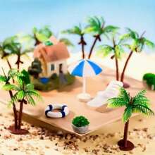 2 Peças Árvores de Coqueiro Miniatura Realistas, Modelo de Paisagem de Diorama de Praia, Plantas de Árvores de Coco Duplas, Adequadas para Cenários de Trem Modelo, Design de Arquitetura, Caixa de Areia, Jogos de Mesa, Decoração de Paisagem, Aquário, Tanque de Peixes, Decorações de Bolo e Artesanato, Cenário Tropical, Textura Detalhada, Resina de Alta Qualidade - A - Visão 2