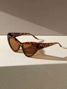 1 Pair Y2K Cat Eye Fashion For Women, Suitable For Summer Beach, Vacation, Hiking, Music Festivals, Street Photography, Leopard Print Frame Hiphop Cat Eye Glasses - Multicolor - View 6