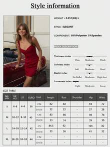 Vestido mini ajustado sin mangas de unicolor elegante y romántico para una cita - Rojo - Ver 10