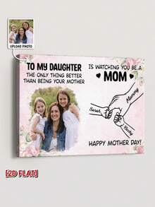 Catygift Custom Mother Daughter Blanket, Personalized Family Keepsake Throw, Mother's Day Gift For Mom, Photo & Name Customizable Soft Blanket - As Shown - View 4