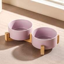 Bộ bát ăn và uống bằng gốm sứ cho chó và mèo, kèm chân đế gỗ, chống trượt, lớp men mờ, có trọng lượng, phù hợp cho mèo và chó nhỏ. - 550ml - Xem 13