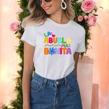 Letter Print Blouse For Women - 白色的 - 查看 4