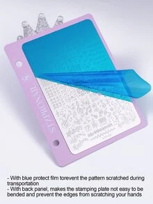 1pc Music Note Design Nail Stamping Plate Musical Staff Musical Instruments Dancer Cute Retro Nail Stamp Template Stainless Steel Reusable Salon Nail Tool Metal Pattern Carved DIY Manicure Accessory - Multicolor - View 7