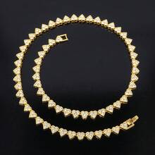 6mm Love Heart-Shaped Zirconium Men's And Women's Hip-Hop Clavicle Chain Jewelry - Hồng - Xem 2