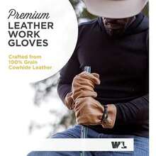 Wells Lamont Leather Work Gloves For Men – Heavy Duty, Cowhide, Abrasion & Puncture Resistant – Adjustable Wrist, Gunn Cut Design, Ideal For Ranching, Farming, Construction - Saddletan - M - X-large-1140 - View 3