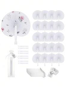 Quạt giấy tròn gấp gọn kèm túi và thẻ, thích hợp làm quà cưới, trang trí quạt, quà cô dâu, quà Giáng sinh, quạt giấy cầm tay gấp gọn, quạt giấy tròn gấp gọn màu trắng, trang trí ngày lễ, khiêu vũ, nghệ thuật, DIY, hội họa - Nhiều màu - Xem 1