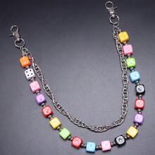 1pc Hiphop Style Colorful Dice Waist Chain, Metal Chain Double-Layer Pants Chain, Fashionable Versatile Accessory - Multicolor - View 6