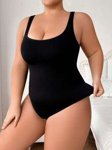 Oillpretty Seamless Plus Size Ribbed Jumpsuit, Women's Jumpsuit, Double-Layer Compression Shapewear, Suitable For Gym & Daily Wear, Women's Fitness Outfit Sports - Black - View 7