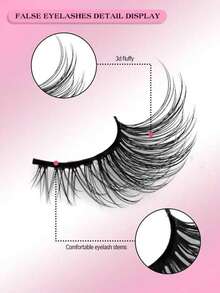 9 Pairs Half-Cut False Eyelashes, Cat Eye Style Short Soft 3D Mink Hair Effect False Lashes, Natural Makeup Look, Strip Eyelashes - Black - View 5