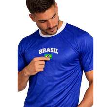 Kit With Men's Brazil T-Shirt And Women's Brazil Cropped Baby Look Or Tank Top. Couple's Brazil Set. - CC Azul - Xem 3