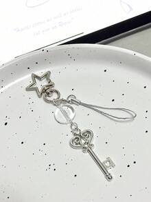 1 pieza Llavero compacto con encanto de "Puerta de las Estrellas", correa para teléfono, colgante con cuentas, cadena colgante para mochila, diseño original - Plateado - Ver 3