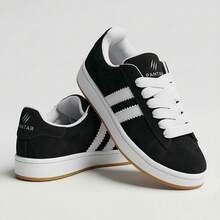 Women's Casual Camp Men's Chunky Skater Sneakers With Thick Laces, Basic Black, Cutout/Detailed - Đen và trắng - Xem 3
