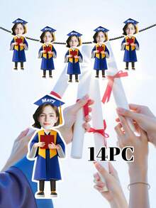 7/14/21pcs Customized Graduation Photo Flower Wreath, Personalized Graduate Face Flag With Name And Gown Color, 3 Color Options Suitable For Graduation Party Decor And Milestone Celebration, Graduation Season, Graduation Party Decoration, Gift For Graduate/College Student/Classmate - Multicolor - View 28