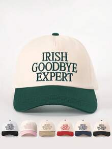 1pc Embroidered "IRISH GOODBYE" Colorblock Baseball Cap, Adjustable Casual Sun Hat For Spring/Autumn Travel, Versatile Sunscreen Hat, Y2K Style For Youth,Summer,Beach - Baseball Cap - View 10