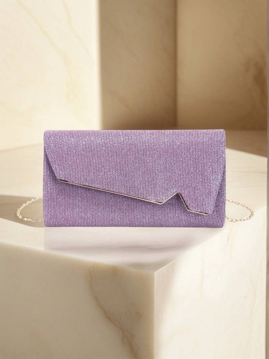 Clutch da sera lucida, elegante borsa busta di moda, borsa da cerimonia da donna per matrimoni e feste - Viola - Visualizzare 1