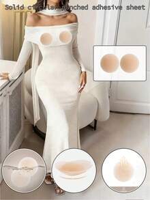 1 Pair/3pcs Invisible Breathable Silicone Nipple Cover Pasties, Strapless Backless Bra Petals For Wedding Dress, Washable With Packaging - Multicolor - View 1