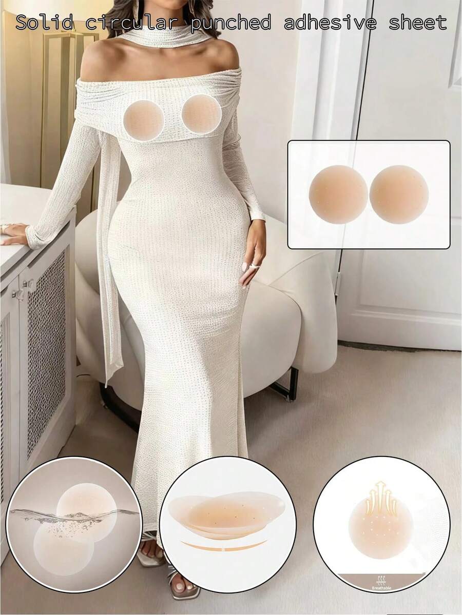 1 Pair/3pcs Invisible Breathable Silicone Nipple Cover Pasties, Strapless Backless Bra Petals For Wedding Dress, Washable With Packaging - Multicolor - View 1