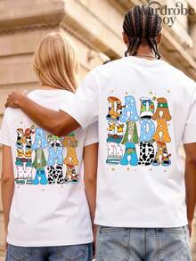 Disney 1PC Authorized Short Sleeved Printed T-Shirt, Cartoon Pattern Short Sleeved Couple Printed T-Shirt, Very Suitable For Family Travel And Vacation. This Is A New 2026 Short Sleeved T-Shirt, An Ideal Choice For Mother's Day, Suitable For Both Men And Women. Made Of High-Quality Pure Cotton, Comfortable And Breathable All Year Round. Exquisite Design Is The Preferred Gift - 白人 - 查看 1