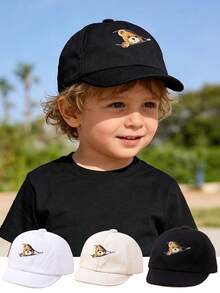 1pc Unisex Toddler/Baby Bear Print Soft Brim Baseball Cap, Cartoon Bear Children's Hat For Spring, Summer, Autumn - Bear - View 1