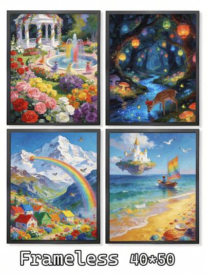 Garden Forest Snow Mountain 5D DIY Oil Painting By Numbers Craft For Adults Home Decor 40x50cm/16x20inch Holiday Gift