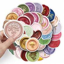 50张精美火彩封胶贴纸，INS风DIY涂鸦贴纸，卡片收纳盒笔记本手账封胶贴纸，剪贴簿用品，剪贴簿制作 - 方形 - 查看 4