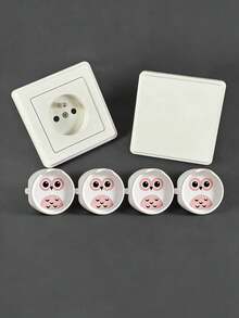 符合欧盟标准的防电击儿童安全插头保护套，可爱猫头鹰造型，耐用塑料材质，直接插入式电源插座保护器（无需接线） - 彩色 - 查看 8