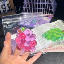 软绵绵的水果葡萄减压玩具,挤压舒缓压力的手部玩具,抗焦虑水果弹力慢回弹玩具,创意感官玩具,柔软毛绒葡萄造型,生日、节日完美礼物 - 彩色 - 查看 8