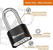 1 Pack Disecu Heavy Duty 4 Digit Combination Lock, 2.5 Inch Long Shackle Outdoor Waterproof Padlock For School Gym Locker, Storage Unit, Fence, Gate, Toolbox (Black) - ColorA - View 1