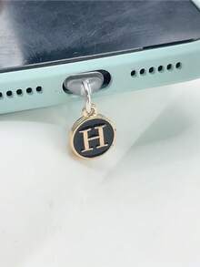 1pc Type-C Vintage Letter Phone Dust Plug, 26 Letter Options In Black & Gold Round Charging Port Cover, Luxury Niche Design Compatible With All Models, Anti-Dust Anti-Loss Accessory - Type-c - View 33